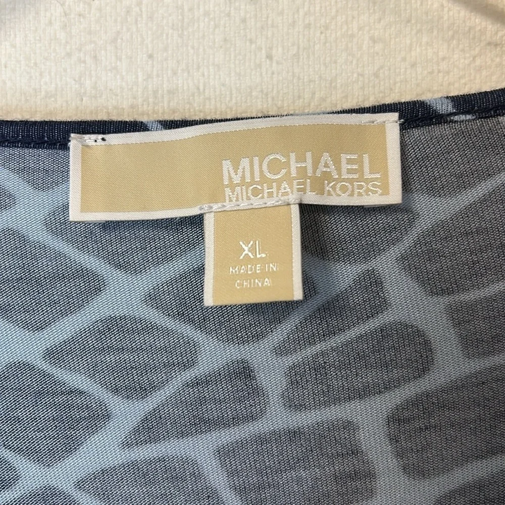 Michael Kors Women’s Tunic Top Size XL Navy White Stretchy Viscose